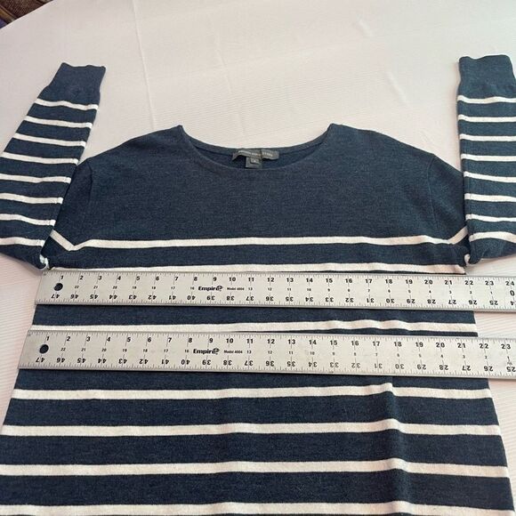 French Connection Blue White Striped Crewneck Pullover Sweater Size Small - Picture 3 of 10